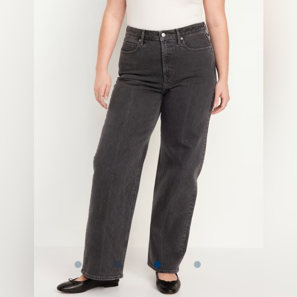 Old Navy Extra High Rise Wide Leg Distressed Jeans